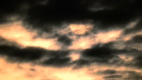 Dark clouds with golden sun beams - sky background, sunrise - Time Lapse Stock Footage 154747130