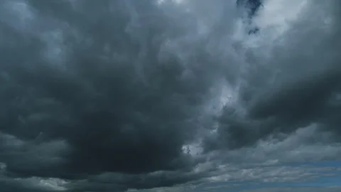 Dark Clouds Landscape. Natural Rainy Dark Sky. Cloudy Day. Puffy Forming Video stock 262994431