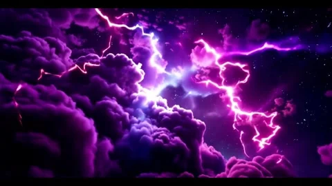 Dark clouds with lightning strikes, animation Stockbeeldmateriaal 305631885