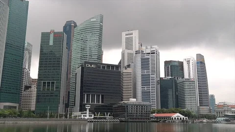 Dark clouds looming over Singapore's Cityscape Видео 127837286