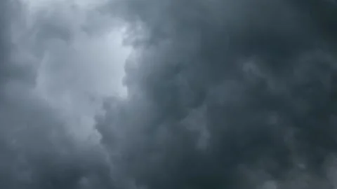 Dark clouds make the sky black. Rain will come soon Stock Footage 156312184