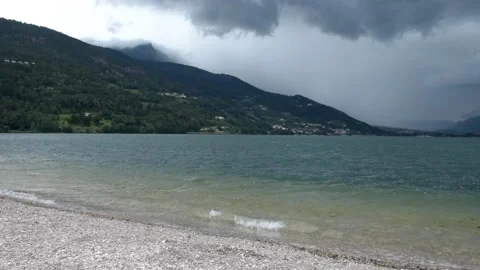 Dark clouds mountain water Stock Footage 158304992