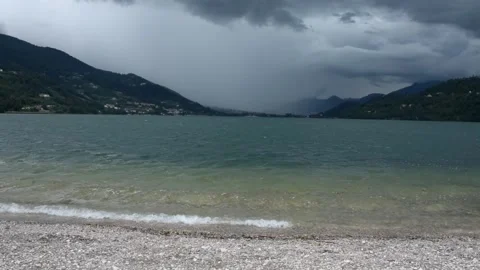 Dark clouds mountain water frontal Stock Footage 158305000
