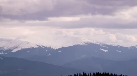Dark Clouds Moving Fast Over the Slope of Mount Stock Footage 49193131