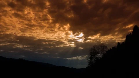 Dark clouds moving over the sky at sunset Stock Footage 76004817