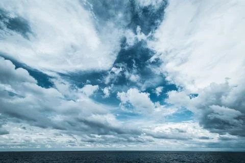 Dark clouds in open ocean Foto stock