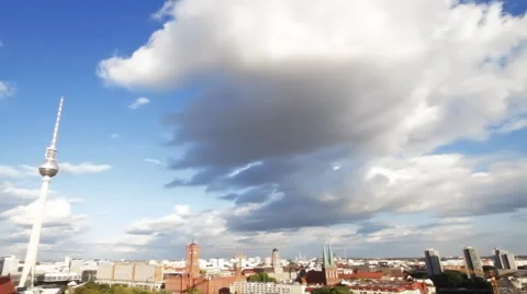 Dark clouds over berlin city top Video stock 41740446