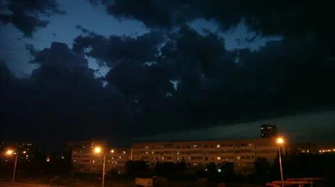 Dark clouds over the city Stock Footage 11146314
