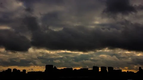 Dark clouds over the city  (timelapse) Видео 46428608