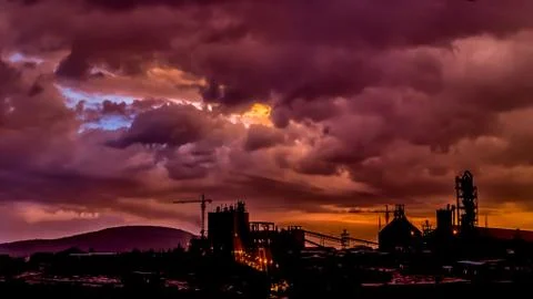 Dark clouds over Dire Dawa Cement factory 스톡 사진