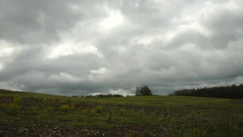 Dark Clouds over Farm Field Stock-Footage 308880401