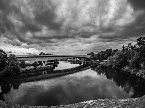 Dark clouds over Ferrybridge Stock Photos