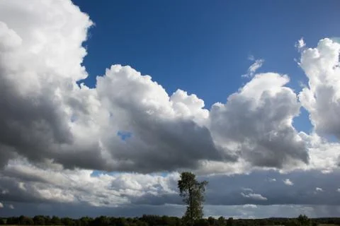 Dark clouds over the field 写真素材
