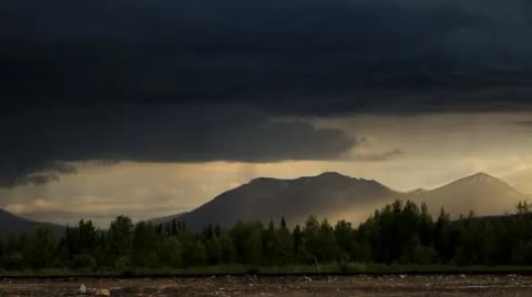 Dark clouds over mountain. Stock Footage 10750031