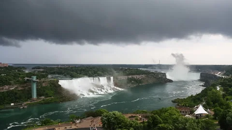 Dark Clouds over Niagara Falls Stock Footage 41937088