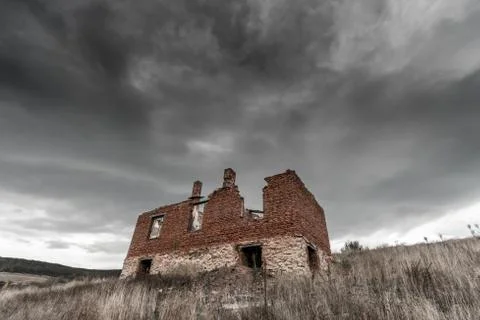 Dark Clouds Over Ruins Stock Photos