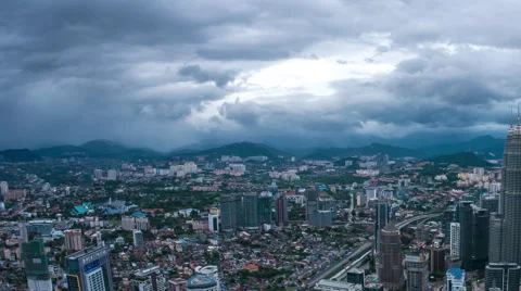 Dark clouds over the Skyline of Kuala Lumpur Stock Footage 63170354