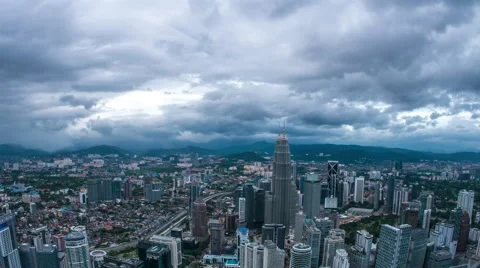 Dark clouds over the Skyline of Kuala Lumpur Stock Footage 63170528