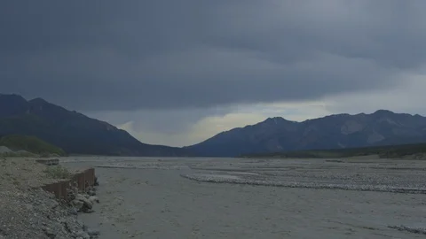 Dark Clouds Over Toklat River Denali National Park Stock-Footage 121478531
