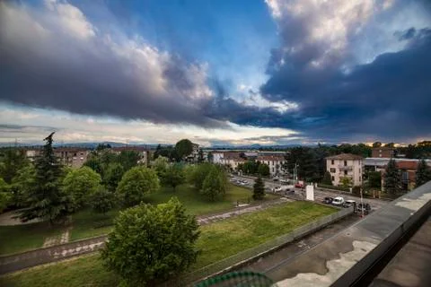 Dark clouds at Parma Stock Photos