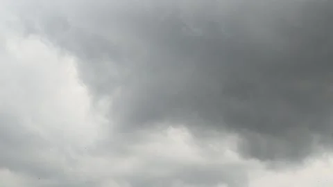 Dark Clouds passing by and birds flying. A sudden change in weather. Stock Footage 131654854