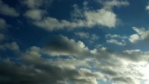 Dark clouds passing by in the blue sky Stock Footage 156571545