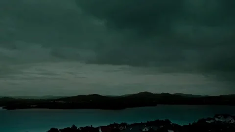 Dark Clouds Passing Over Norway - Aerial Time-Lapse Stock Footage 307895623