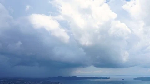Dark clouds before raining over the sea in Thailand Stock Footage 76237445