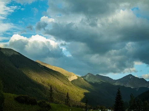 Dark clouds Rocky Mountains long exposure time lapse Stock Footage 71842975
