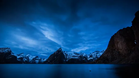 Dark clouds rolling through Lofoten Islands Norway 스톡 동영상 36300749