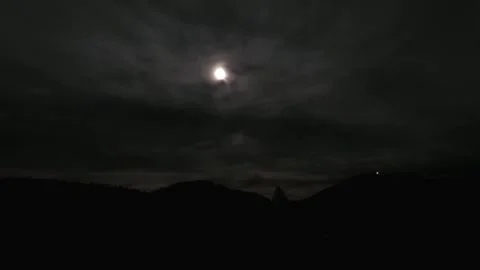 Dark clouds rush past a moon Stock-Footage 299954985