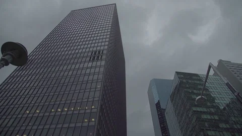  Dark Clouds Rush Past Office Buildings, NY Stock Footage 85263094