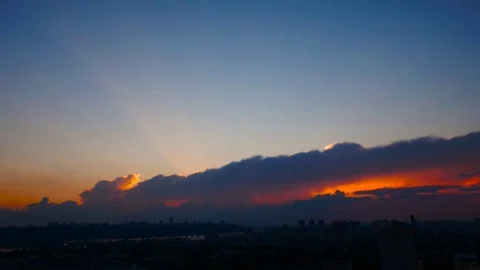 Dark clouds shiny sunset background Stock Footage 77073756