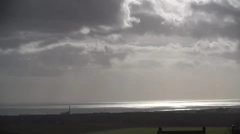 Dark Clouds in Sky over Brighton Ocean Light Video stock 47761832
