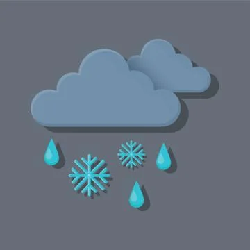 Dark Clouds With Snowflakes And Rain Stock Illustration