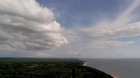Dark clouds. A storm is approaching and its raining.. Aerial view Stock Footage 205064351