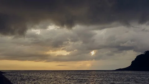 Dark clouds on the stormy sky at the sea. Stock Footage 120638830