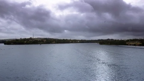Dark clouds timelapse of lower lake in bhopal, madhya pradesh Stock Footage 113479690