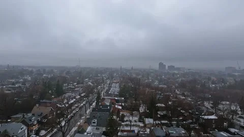 Dark Clouds Toronto City Skyline Neighborhood Aerial 500x 003 Stock Footage 231176347
