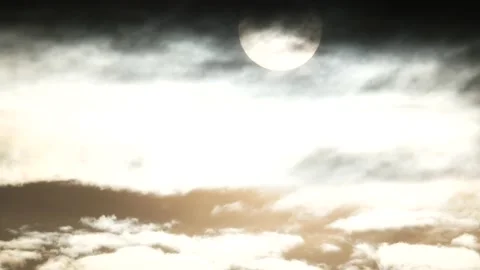 Dark clouds with white sun - sky background, bird, sunrise - real time Stock Footage 154751498
