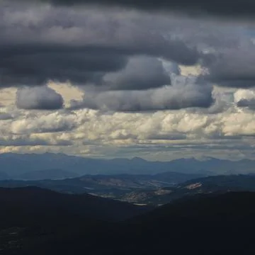 Dark cloudy day in St Arnoud, New Zealand Stock Photos