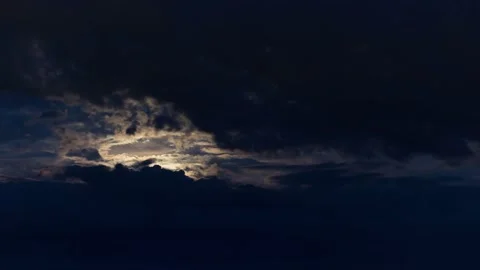 Dark cloudy sky and the sun coming through Stock Footage 136673326