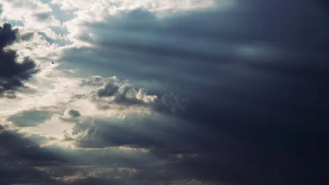 Dark Cloudy Sun Rays Background, Time Lapse Stock Footage 242195969