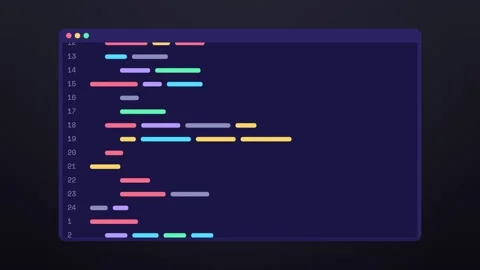 Dark code editor with colorful syntax lines scrolling continuously seamless Stock-Footage 348702591