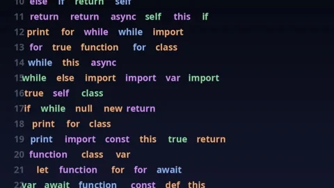 Dark code editor screen with colorful programming syntax highlighting and s.. Stock Footage 348588535