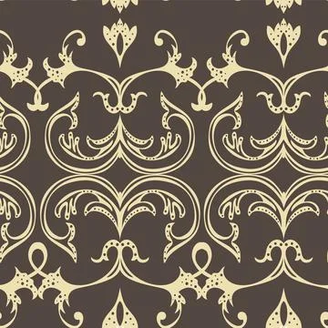 On a dark coffee background, there is a vector seamless pattern of stylized.. 스톡 일러스트