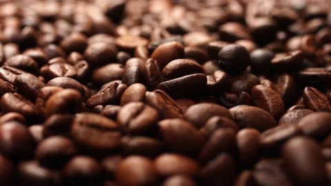 Dark Coffee beans,Coffee beans splashed from above Video stock 137005977