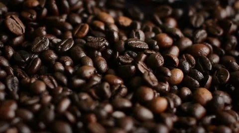 Dark Coffee Grains in Coffee Machine Close view Видео 59084851