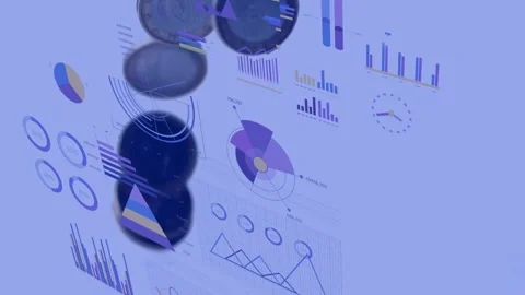 Dark coin entering top-left starting tumbling coins across panel tracking data Stock Footage 335235651