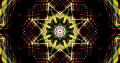Dark Color Pixels Abstract Pattern Kaleidoscope Symmetric Mandala Stock Illustration